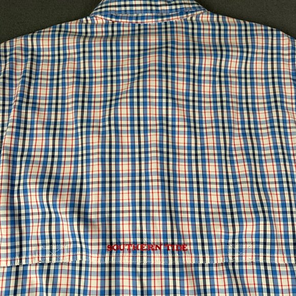 Southern Tide Mens Large Blue Plaid Vented Long Sleeve Button Up Classic Fit - Picture 14 of 16